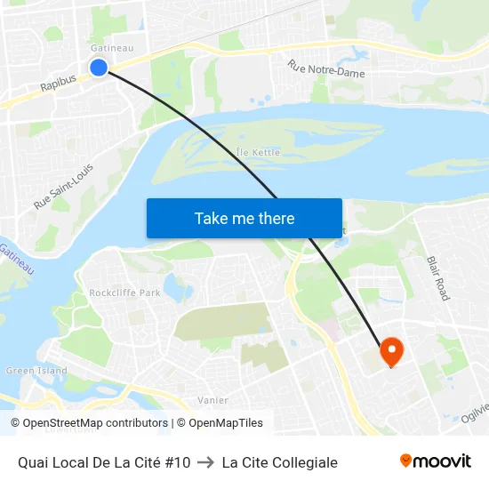 Quai Local De La Cité #10 to La Cite Collegiale map