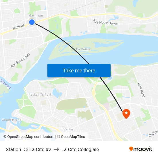 Station De La Cité #2 to La Cite Collegiale map