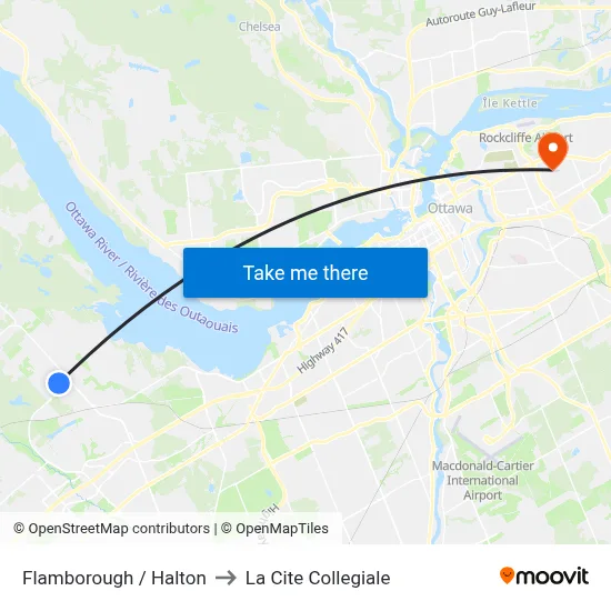 Flamborough / Halton to La Cite Collegiale map