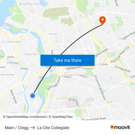 Main / Clegg to La Cite Collegiale map