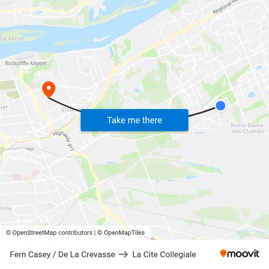 Fern Casey / De La Crevasse to La Cite Collegiale map