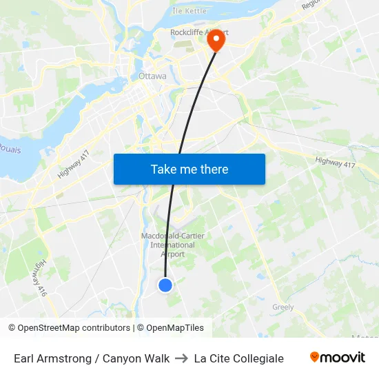 Earl Armstrong / Canyon Walk to La Cite Collegiale map