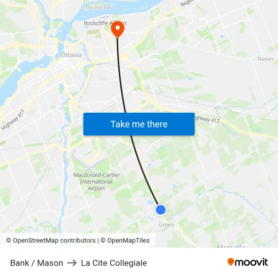 Bank / Mason to La Cite Collegiale map