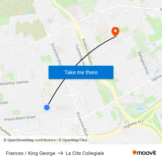 Frances / King George to La Cite Collegiale map