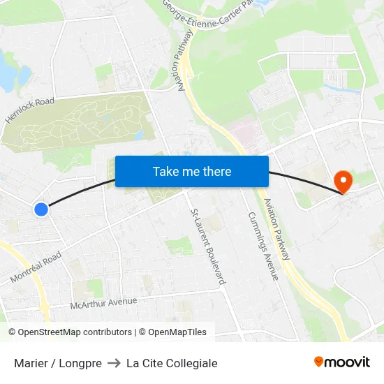 Marier / Longpre to La Cite Collegiale map