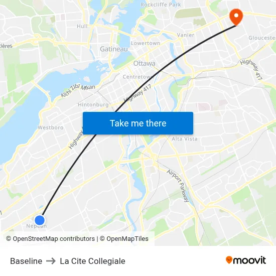 Baseline to La Cite Collegiale map