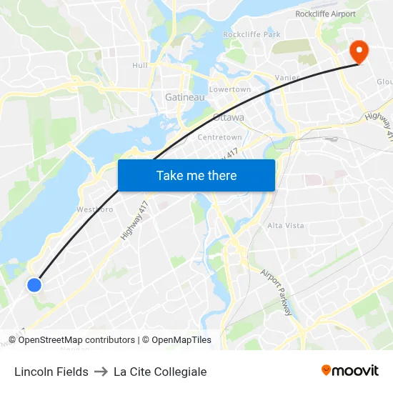 Lincoln Fields to La Cite Collegiale map