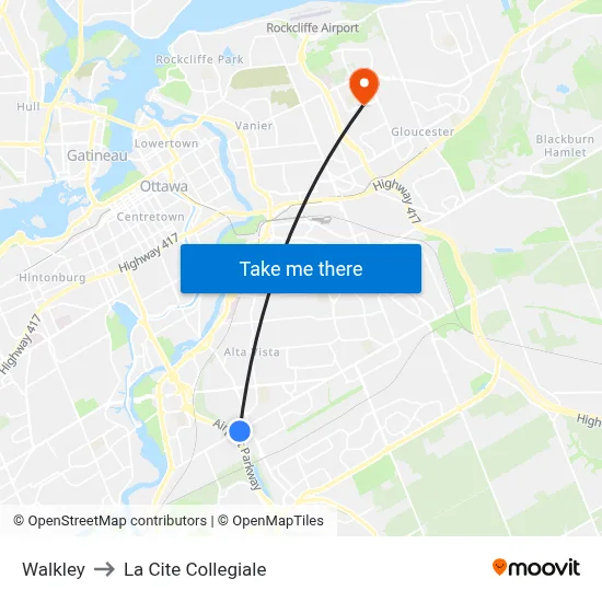 Walkley to La Cite Collegiale map