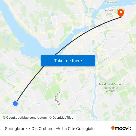 Springbrook / Old Orchard to La Cite Collegiale map