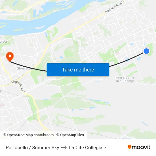 Portobello / Summer Sky to La Cite Collegiale map