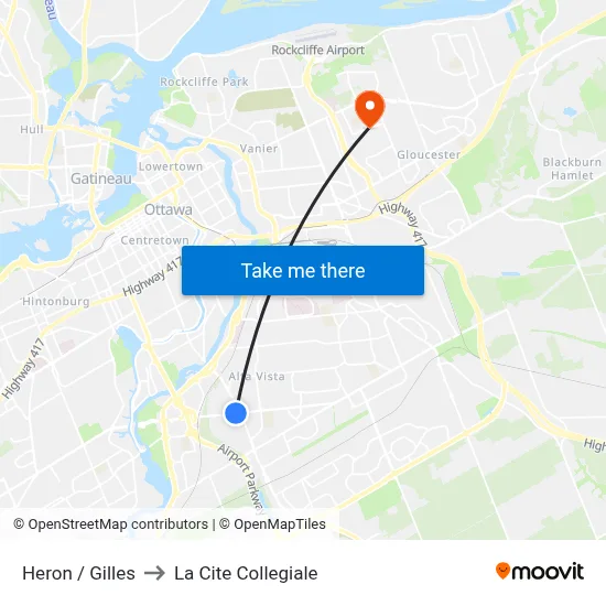 Heron / Gilles to La Cite Collegiale map