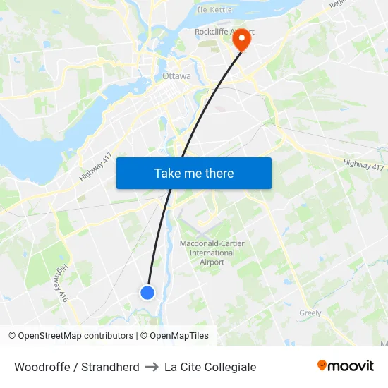 Woodroffe / Strandherd to La Cite Collegiale map