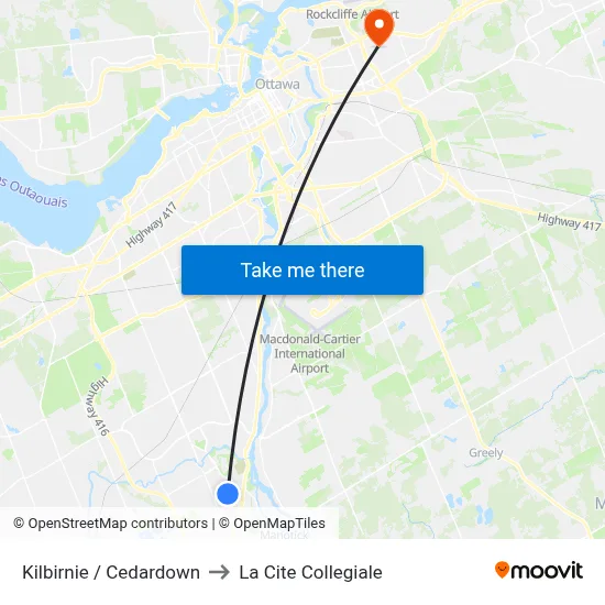 Kilbirnie / Cedardown to La Cite Collegiale map