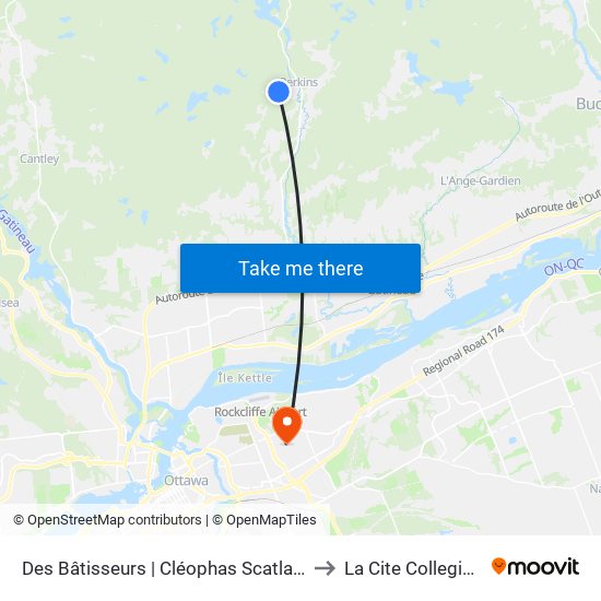 Des Bâtisseurs | Cléophas Scatland to La Cite Collegiale map