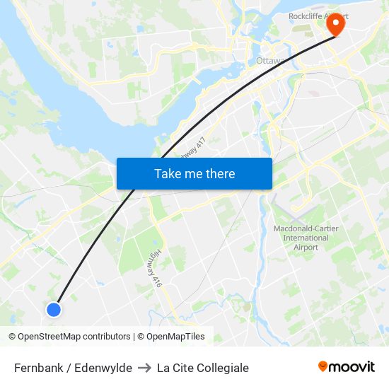 Fernbank / Edenwylde to La Cite Collegiale map