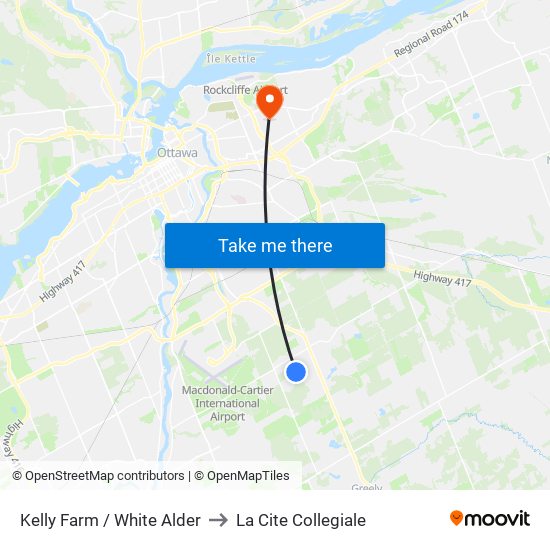 Kelly Farm / White Alder to La Cite Collegiale map