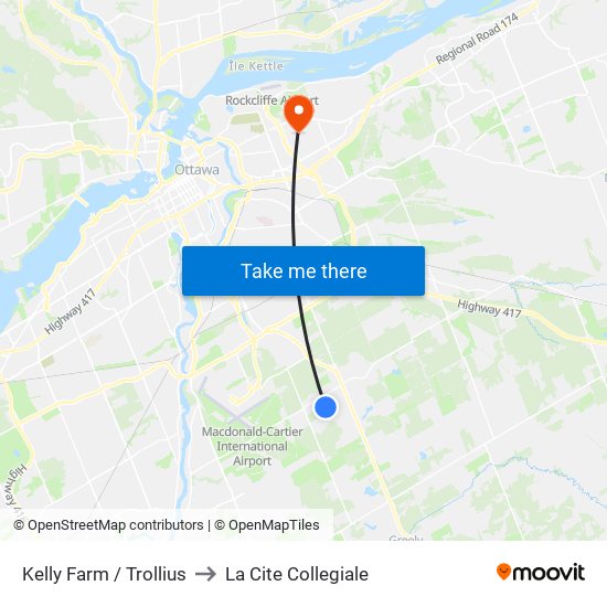 Kelly Farm / Trollius to La Cite Collegiale map