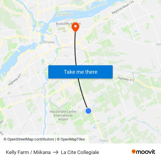 Kelly Farm / Miikana to La Cite Collegiale map