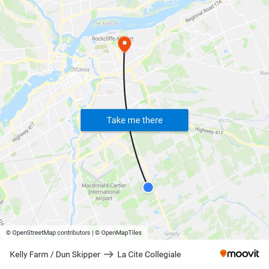 Kelly Farm / Dun Skipper to La Cite Collegiale map