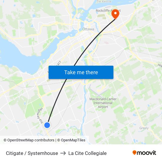 Citigate / Systemhouse to La Cite Collegiale map