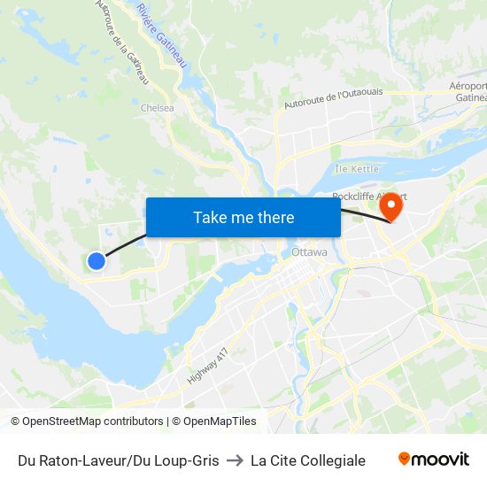 Du Raton-Laveur/Du Loup-Gris to La Cite Collegiale map