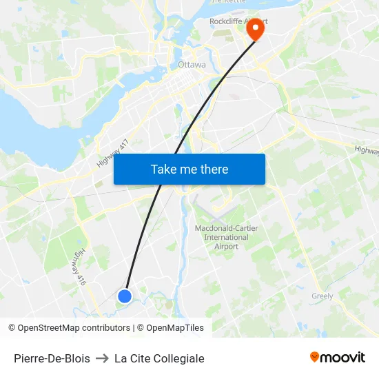 Pierre-De-Blois to La Cite Collegiale map