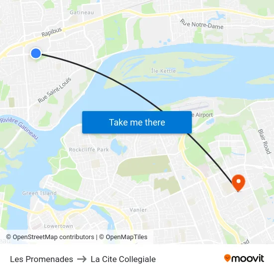 Les Promenades to La Cite Collegiale map