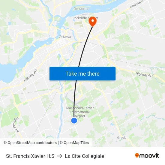 St. Francis Xavier H.S to La Cite Collegiale map