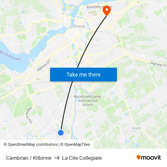 Cambrian / Kilbirnie to La Cite Collegiale map