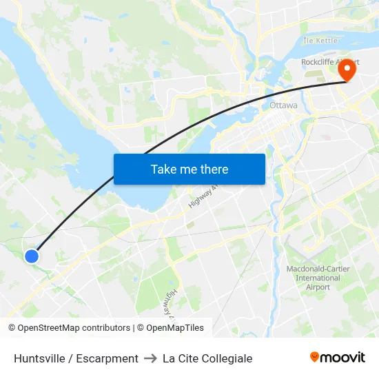 Huntsville / Escarpment to La Cite Collegiale map