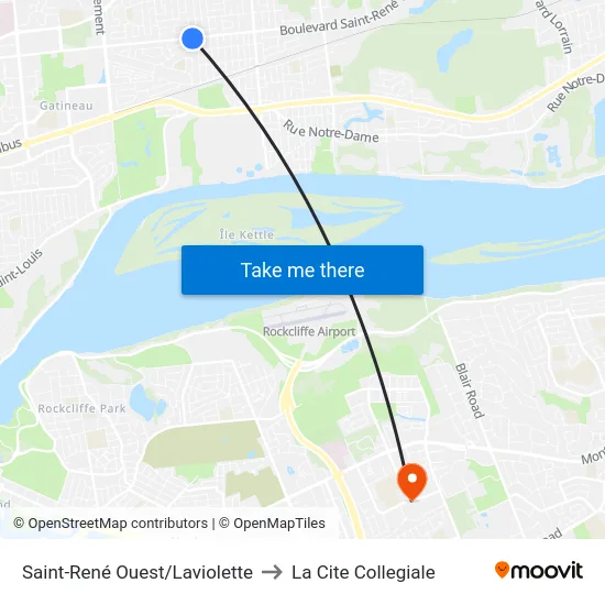 Saint-René Ouest/Laviolette to La Cite Collegiale map