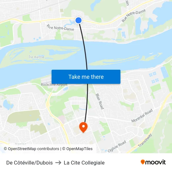 De Côtéville/Dubois to La Cite Collegiale map