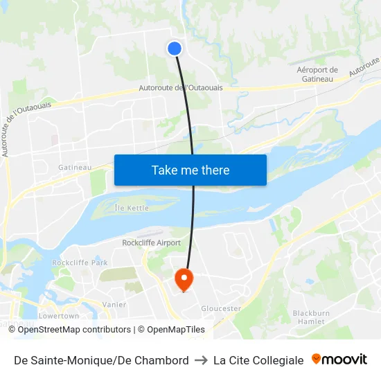 De Sainte-Monique/De Chambord to La Cite Collegiale map