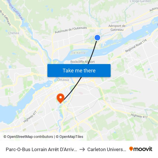Parc-O-Bus Lorrain Arrêt D'Arrivée to Carleton University map