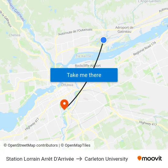 Station Lorrain Arrêt D'Arrivée to Carleton University map