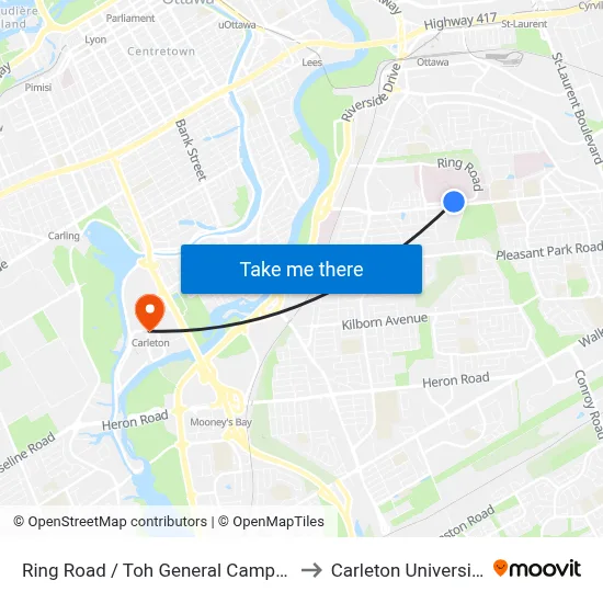 Ring Road / Toh General Campus to Carleton University map