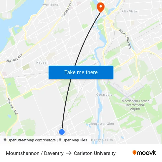 Mountshannon / Daventry to Carleton University map