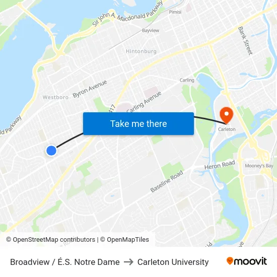 Broadview / É.S. Notre Dame to Carleton University map