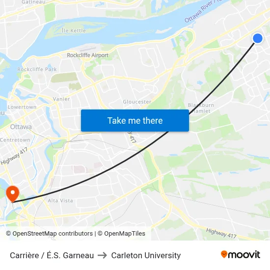 Carrière / É.S. Garneau to Carleton University map
