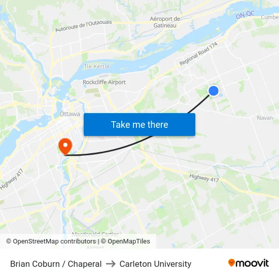 Brian Coburn / Chaperal to Carleton University map