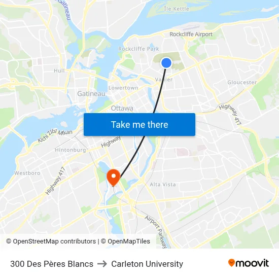 300 Des Pères Blancs to Carleton University map