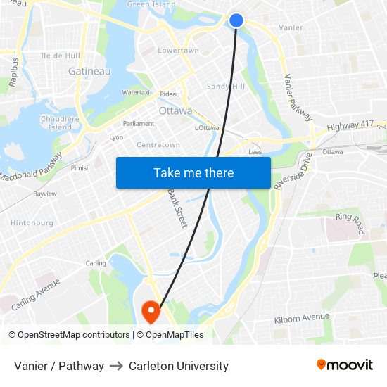 Vanier / Pathway to Carleton University map