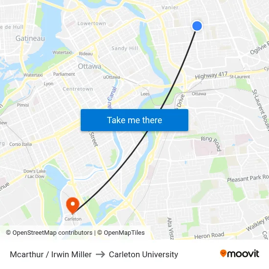 Mcarthur / Irwin Miller to Carleton University map