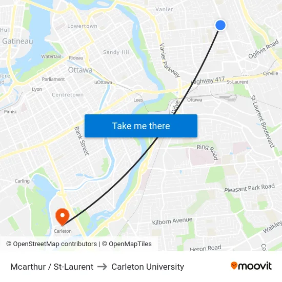 Mcarthur / St-Laurent to Carleton University map