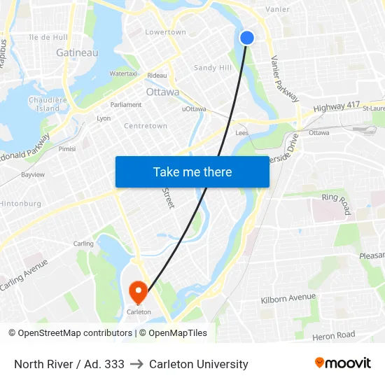 North River / Ad. 333 to Carleton University map