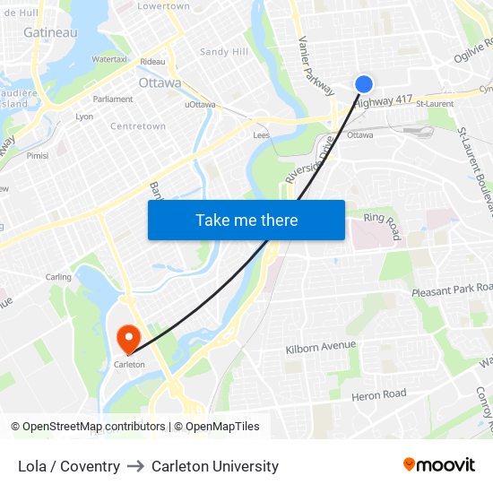 Lola / Coventry to Carleton University map