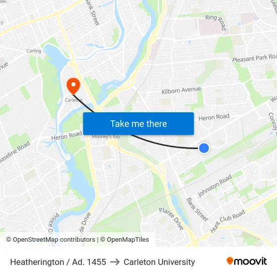 Heatherington / Ad. 1455 to Carleton University map