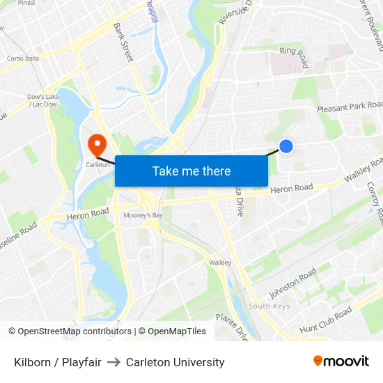 Kilborn / Playfair to Carleton University map