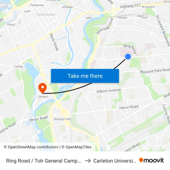 Ring Road / Toh General Campus to Carleton University map