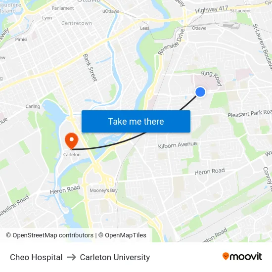Cheo Hospital to Carleton University map
